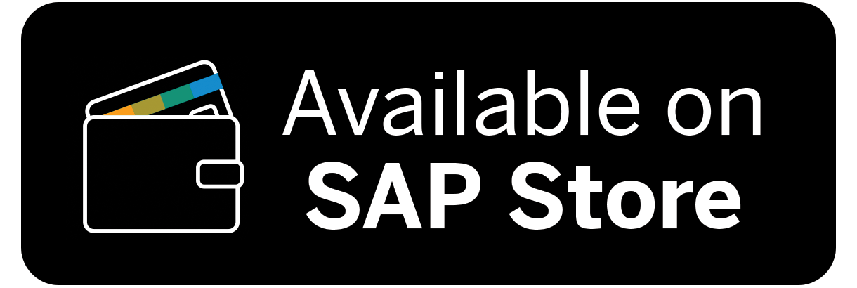 Available-on-SAP-Store-Black-BG-Wallet; Our solution is SAP® certified and listed on SAP® Store